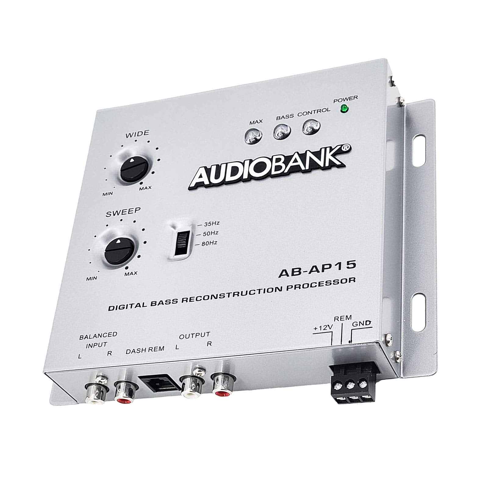 Audiobank 1/2 Din Car Audio Digital Bass Processor, Sound Restoration & Crossover For Car Subwoofer With Bass Knob/Input Level: